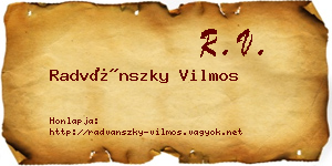 Radvánszky Vilmos névjegykártya